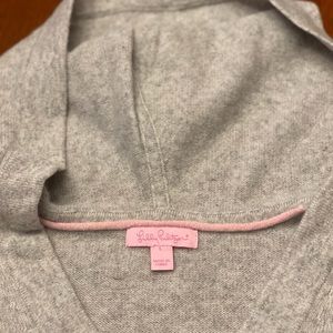 Lilly Pulitzer Light Gray Sweater with Pink Trim